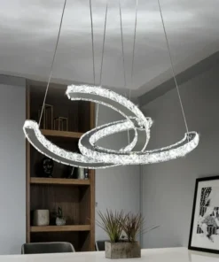Circular Crystal Lamp Modern LED Pendant Light for Living Dining Room Bedroom Home Lighting Fixtures Stainless Steel Room Decor