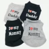 Pet Dog Vest T-Shirt I Love My Daddy Mommy Vest Gift Costume Clothes for Small Puppy Cat Kitten Yorkshire Chihuahua Poodle