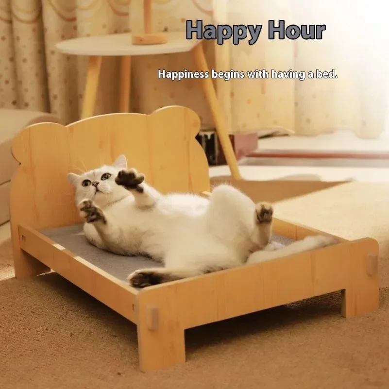 Solid Wood Cat Bed Dog Bed Removable Mat Washable All Season Universal Cat Nest Dog House Pet Supplies Pet Bed Within 7kg - Image 4