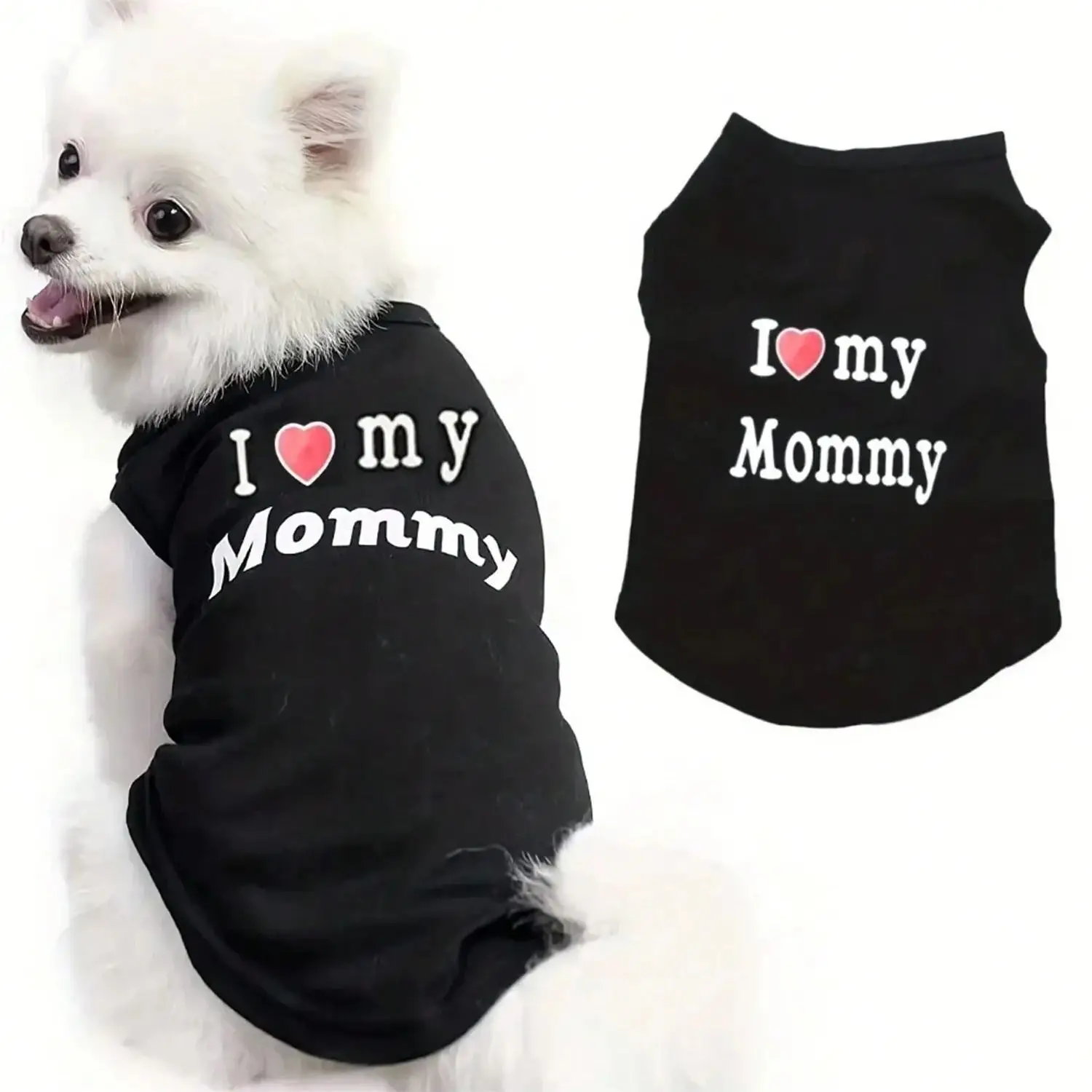 Pet Dog Vest T-Shirt I Love My Daddy Mommy Vest Gift Costume Clothes for Small Puppy Cat Kitten Yorkshire Chihuahua Poodle - Image 4