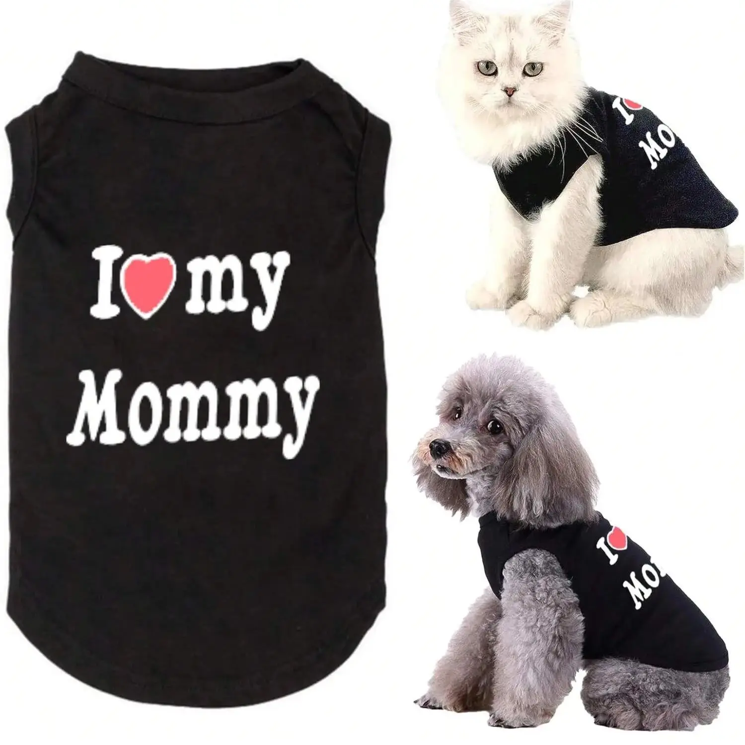 Pet Dog Vest T-Shirt I Love My Daddy Mommy Vest Gift Costume Clothes for Small Puppy Cat Kitten Yorkshire Chihuahua Poodle - Image 3