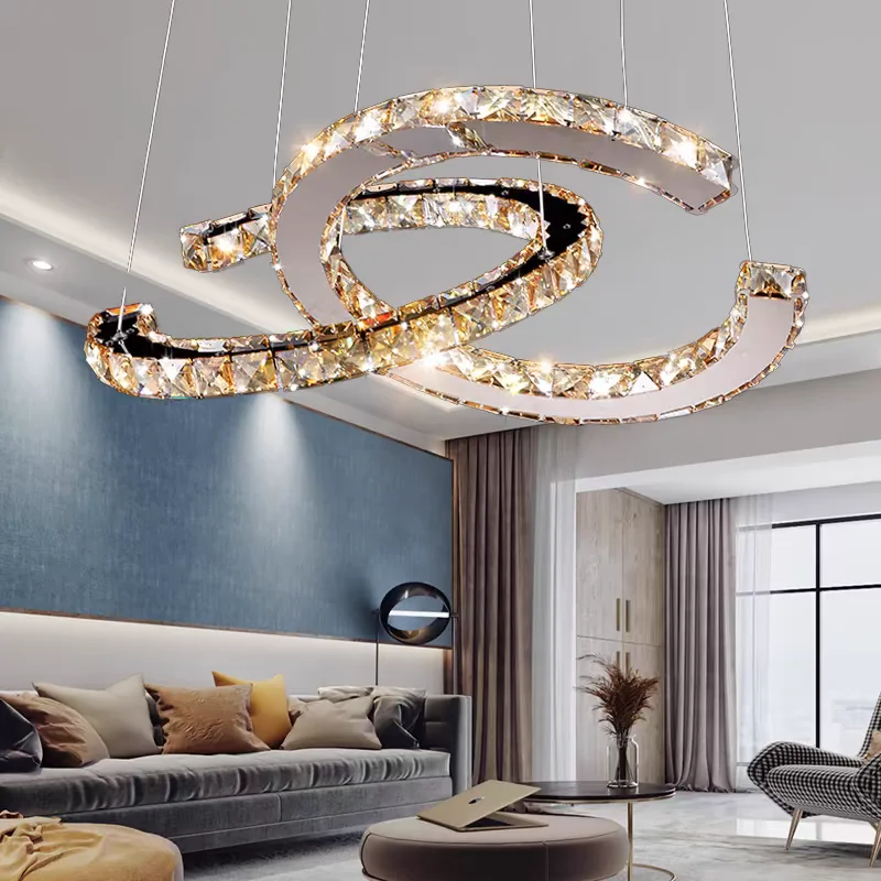 Circular Crystal Lamp Modern LED Pendant Light for Living Dining Room Bedroom Home Lighting Fixtures Stainless Steel Room Decor - Image 3