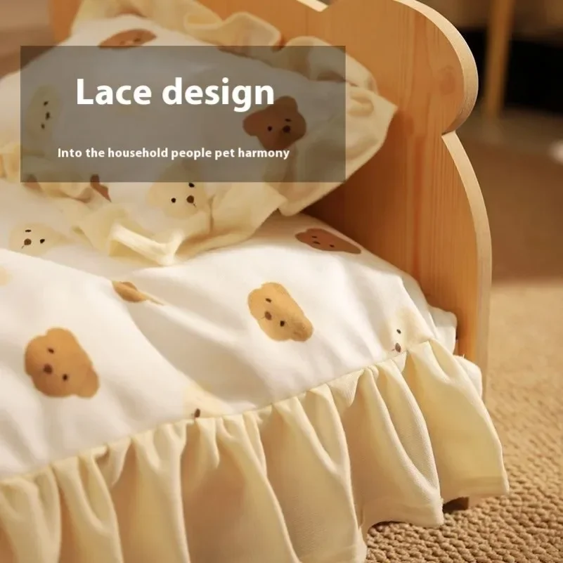 Solid Wood Cat Bed Dog Bed Removable Mat Washable All Season Universal Cat Nest Dog House Pet Supplies Pet Bed Within 7kg - Image 6