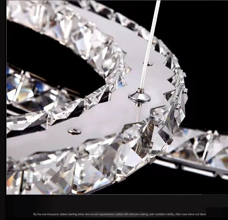 Circular Crystal Lamp Modern LED Pendant Light for Living Dining Room Bedroom Home Lighting Fixtures Stainless Steel Room Decor - Image 6