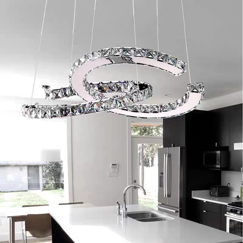 Circular Crystal Lamp Modern LED Pendant Light for Living Dining Room Bedroom Home Lighting Fixtures Stainless Steel Room Decor - Image 2