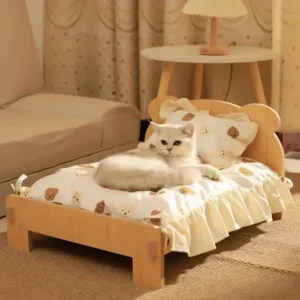 Solid Wood Cat Bed Dog Bed Removable Mat Washable All Season Universal Cat Nest Dog House Pet Supplies Pet Bed Within 7kg